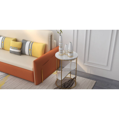 HMR - Velvet Upholstered Convertible Full Sleeper Storage in 66.1"L, Beige