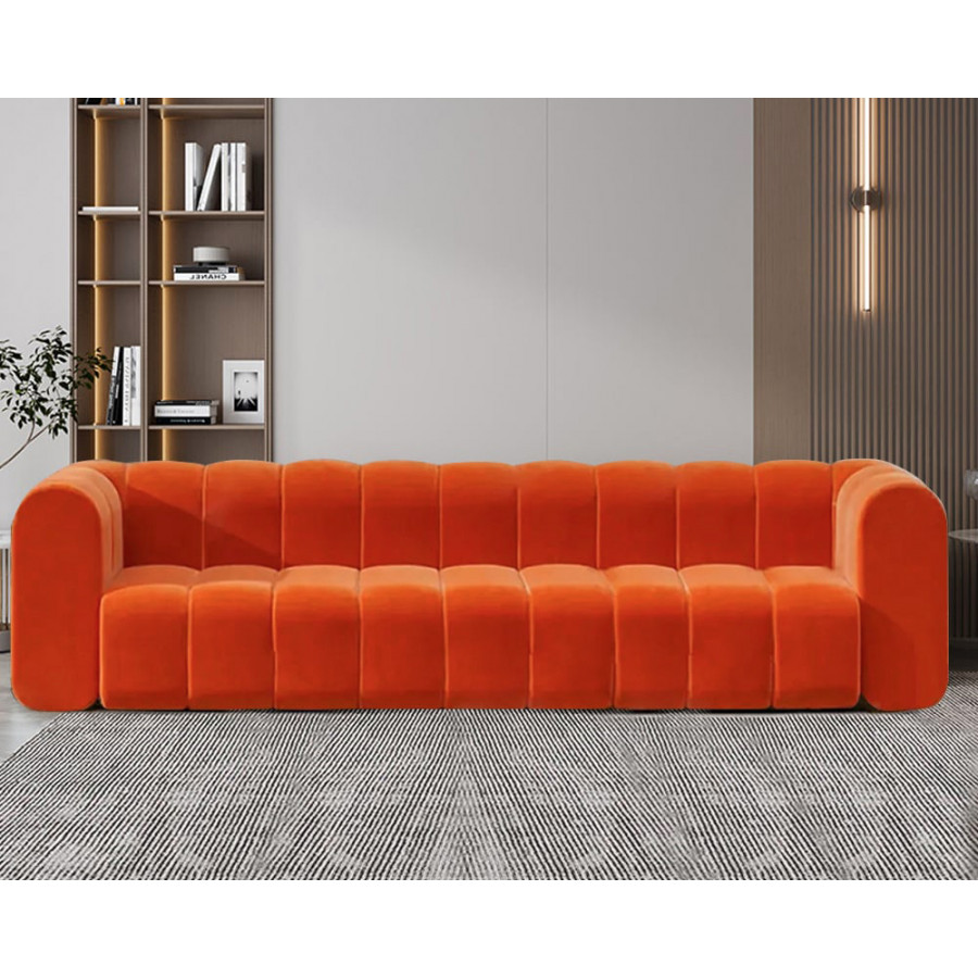 HMR Modern 3-Seater Sofa with Velvet Upholstered - Orange