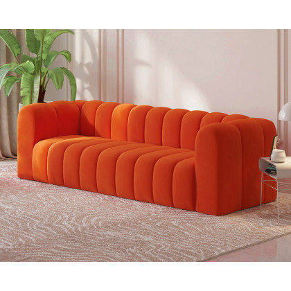 HMR Modern 3-Seater Sofa with Velvet Upholstered - Orange