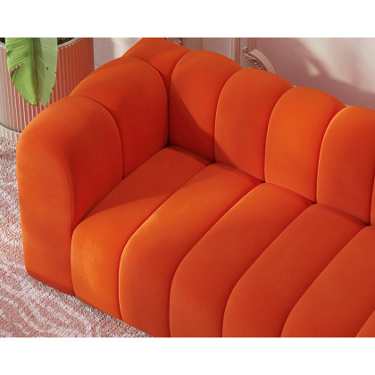 HMR Modern 3-Seater Sofa with Velvet Upholstered - Orange