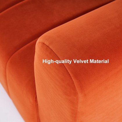 HMR Modern 3-Seater Sofa with Velvet Upholstered - Orange