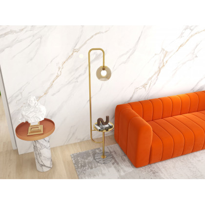 HMR Modern 3-Seater Sofa with Velvet Upholstered - Orange