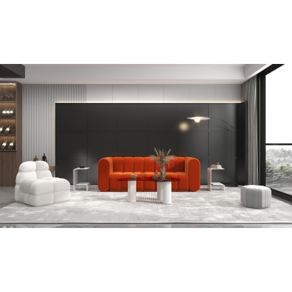 HMR Modern 3-Seater Sofa with Velvet Upholstered - Orange