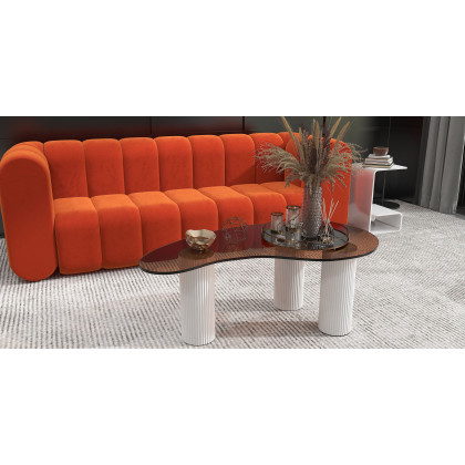 HMR Modern 3-Seater Sofa with Velvet Upholstered - Orange