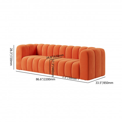 HMR Modern 3-Seater Sofa with Velvet Upholstered - Orange