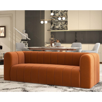 HMR Modern 3-Seater Sofa with Velvet Upholstered - Caramel