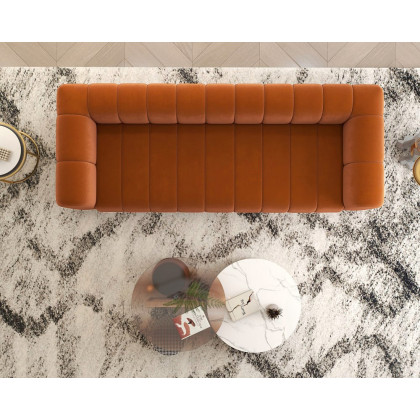 HMR Modern 3-Seater Sofa with Velvet Upholstered - Caramel