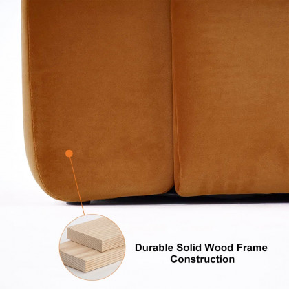 HMR Modern 3-Seater Sofa with Velvet Upholstered - Caramel