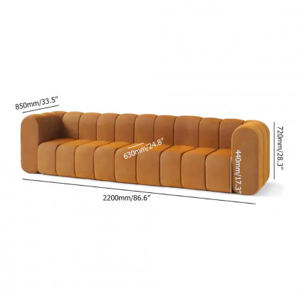 HMR Modern 3-Seater Sofa with Velvet Upholstered - Caramel