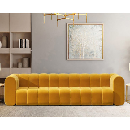 HMR Modern 3-Seater Sofa with Velvet Upholstered - Yellow