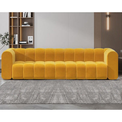 HMR Modern 3-Seater Sofa with Velvet Upholstered - Yellow