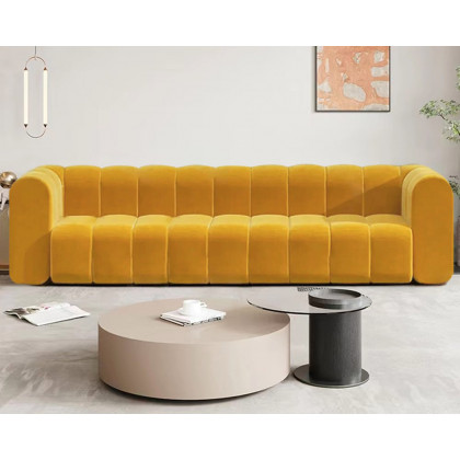 HMR Modern 3-Seater Sofa with Velvet Upholstered - Yellow
