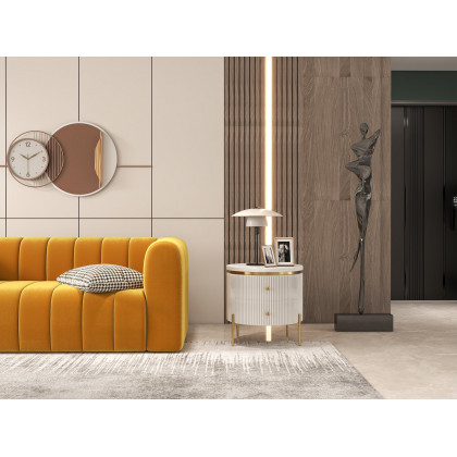HMR Modern 3-Seater Sofa with Velvet Upholstered - Yellow