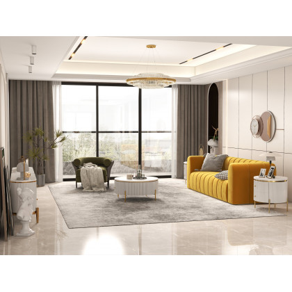 HMR Modern 3-Seater Sofa with Velvet Upholstered - Yellow