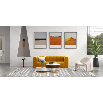 HMR Modern 3-Seater Sofa with Velvet Upholstered - Yellow