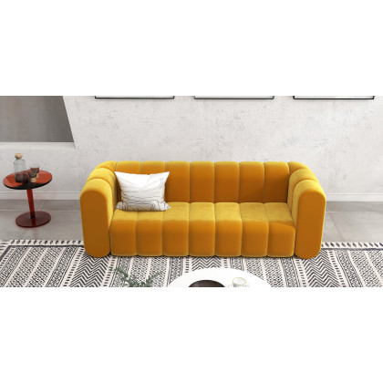 HMR Modern 3-Seater Sofa with Velvet Upholstered - Yellow
