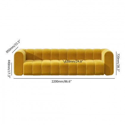 HMR Modern 3-Seater Sofa with Velvet Upholstered - Yellow