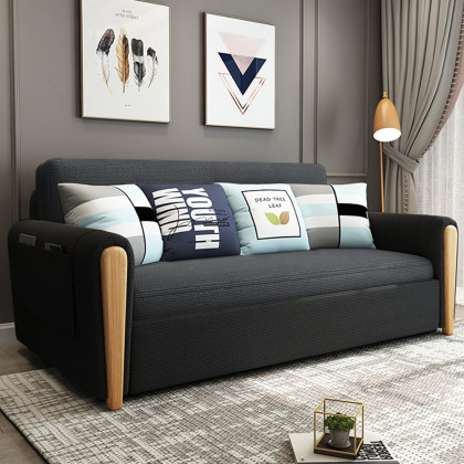 HMR - Upholstered Convertible Sofa Bed with Storage in 82"W, Gray