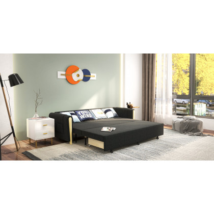 HMR - Upholstered Convertible Sofa Bed with Storage in 82"W, Gray