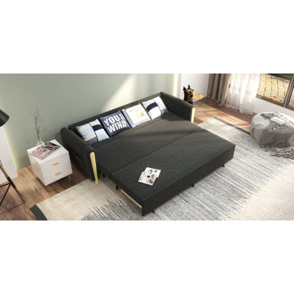 HMR - Upholstered Convertible Sofa Bed with Storage in 82"W, Gray