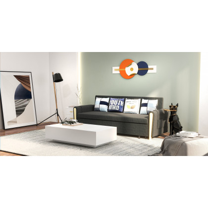 HMR - Upholstered Convertible Sofa Bed with Storage in 82"W, Gray