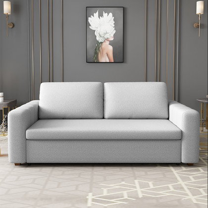 HMR King 3-Seater Convertible Sleeper Sofa with Linen Upholstery - Gray