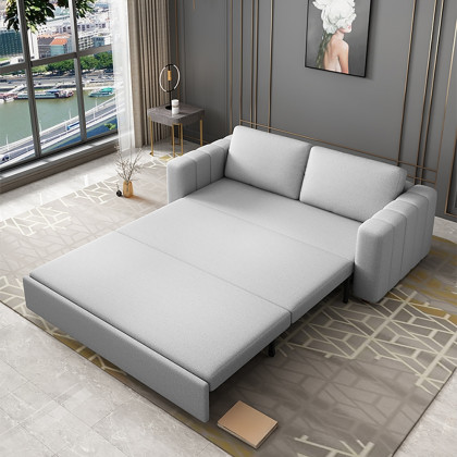 HMR King 3-Seater Convertible Sleeper Sofa with Linen Upholstery - Gray