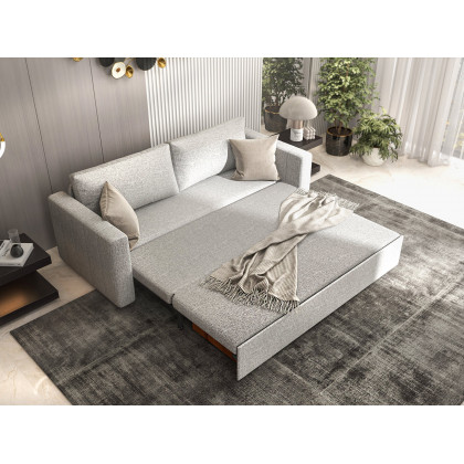 HMR King 3-Seater Convertible Sleeper Sofa with Linen Upholstery - Gray