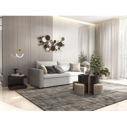 HMR King 3-Seater Convertible Sleeper Sofa with Linen Upholstery - Gray