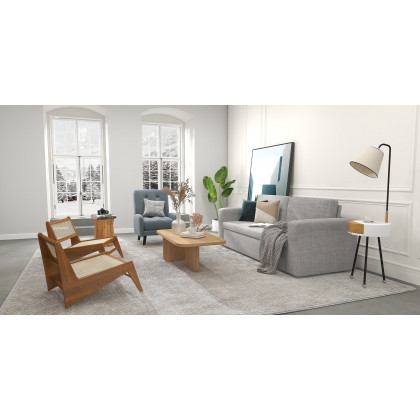 HMR King 3-Seater Convertible Sleeper Sofa with Linen Upholstery - Gray