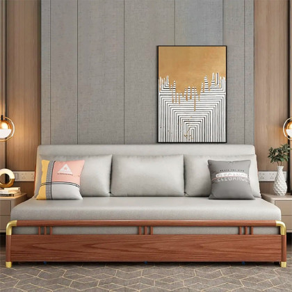 HMR - Sofa Leath-aire Upholstered Convertible Sofa with Storage in 74.8"W