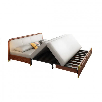 HMR - Sofa Leath-aire Upholstered Convertible Sofa with Storage in 74.8"W