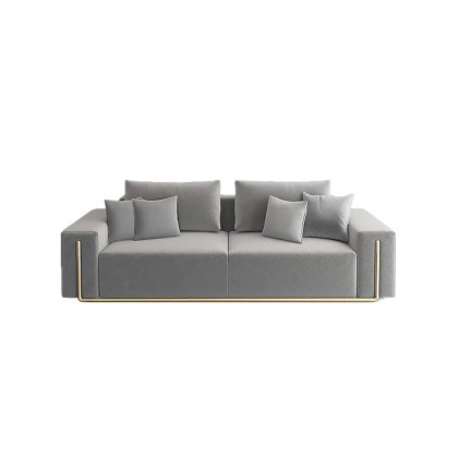 HMR - 87" Modern Gray Cotton & Linen Upholstered 3-Seater Sofa for Living Room