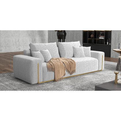 HMR - 87" Modern Gray Cotton & Linen Upholstered 3-Seater Sofa for Living Room