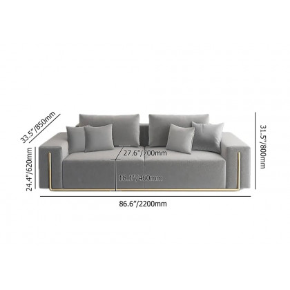 HMR - 87" Modern Gray Cotton & Linen Upholstered 3-Seater Sofa for Living Room