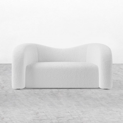 HMR Modern 67" Curved 2 Seater Sofa with Boucle Upholstered - White
