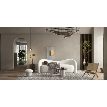 HMR Modern 67" Curved 2 Seater Sofa with Boucle Upholstered - White
