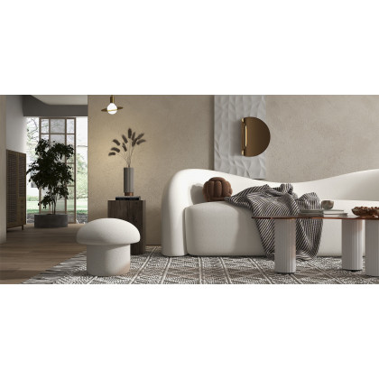 HMR Modern 67" Curved 2 Seater Sofa with Boucle Upholstered - White