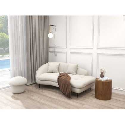 HMR - Chaise Longue Upholstered Linen 3-Seater Sofa in Steel Legs in 78.7"W, White