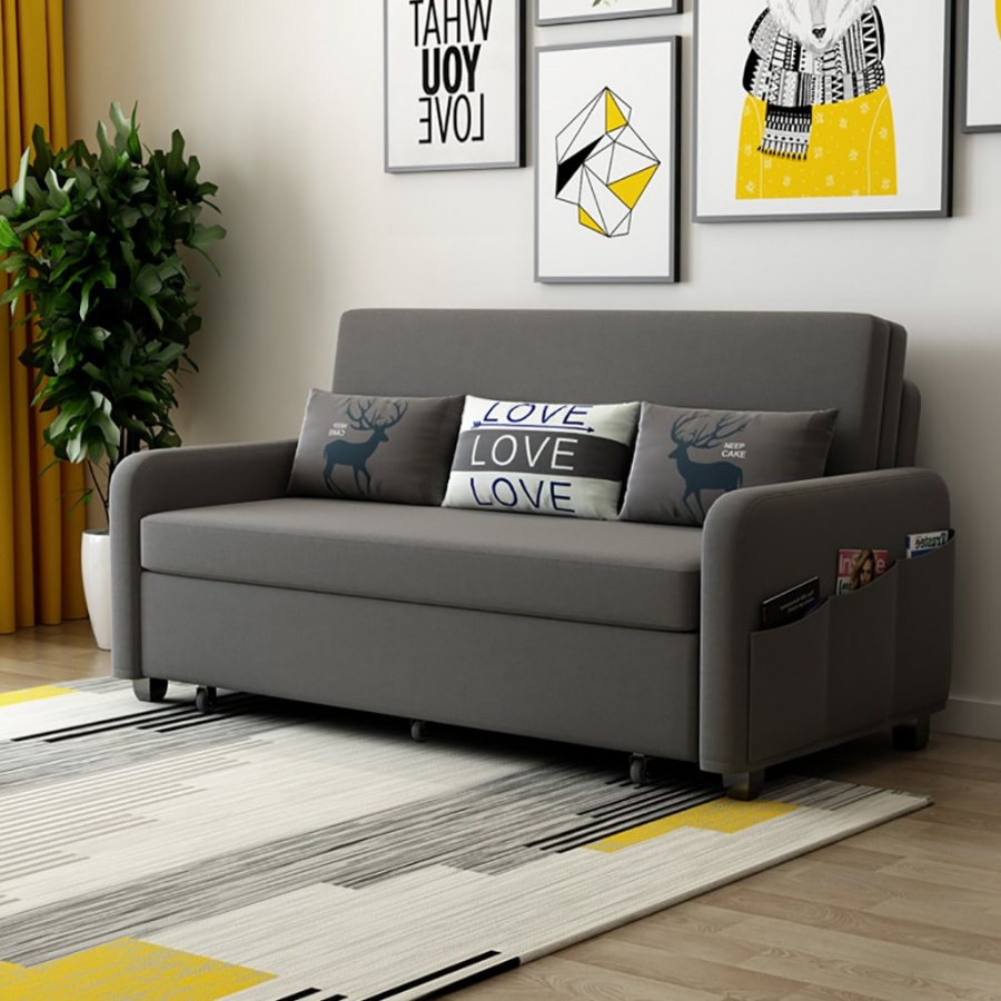 HMR - Convertible Sofa Bed with Storage in Deep Gray