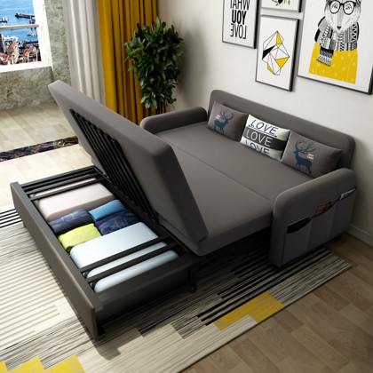 HMR - Convertible Sofa Bed with Storage in Deep Gray