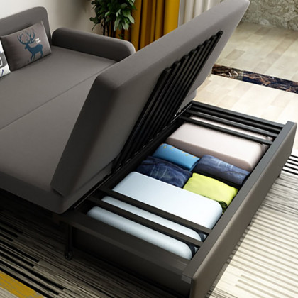 HMR - Convertible Sofa Bed with Storage in Deep Gray