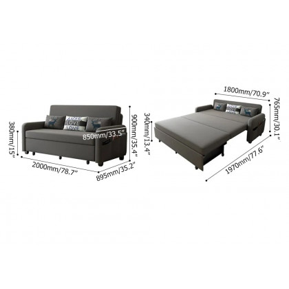 HMR - Convertible Sofa Bed with Storage in Deep Gray