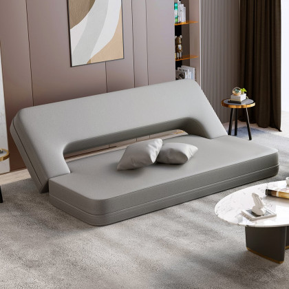 HMR Queen Folding Bed with Pillows - Light Gray, Leath-aire