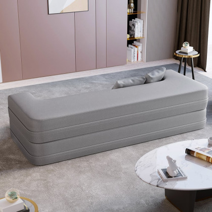 HMR Queen Folding Bed with Pillows - Light Gray, Leath-aire