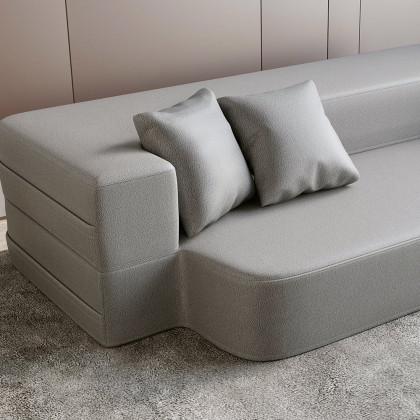 HMR Queen Folding Bed with Pillows - Light Gray, Leath-aire