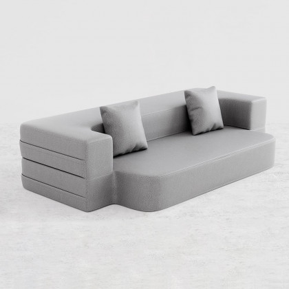 HMR Queen Folding Bed with Pillows - Light Gray, Leath-aire