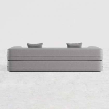 HMR Queen Folding Bed with Pillows - Light Gray, Leath-aire