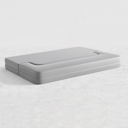 HMR Queen Folding Bed with Pillows - Light Gray, Leath-aire