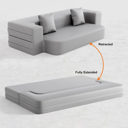 HMR Queen Folding Bed with Pillows - Light Gray, Leath-aire